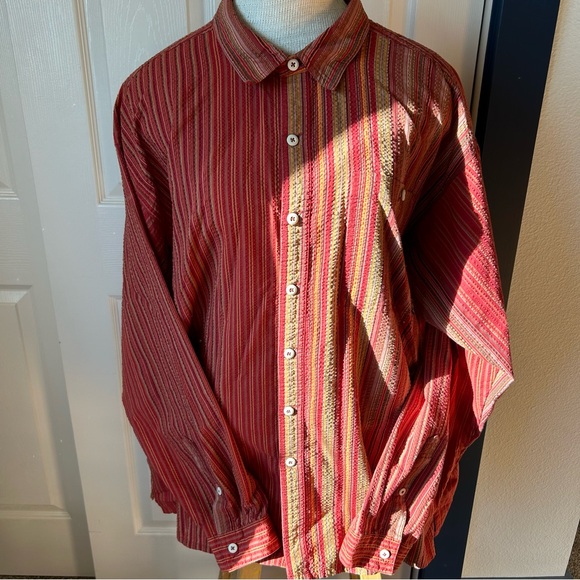 Beautiful Patagonia Textured Button-Up Long-Sleeve Red Shirt. Men’s XL - Picture 5 of 7